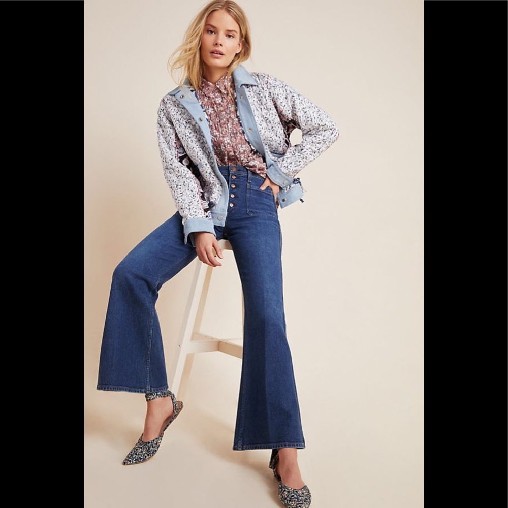 Anthropologie Denim-trimmed Reversible patchwork